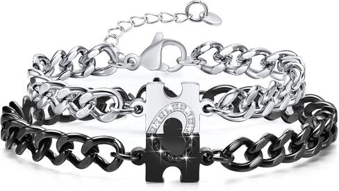 Infinity Heart Cuban Link Chain Bracelet For Men Women Couples Stainless Steel Silver Adjustable Matching Relationship Promise Couples Bracelet For Him And Her Set in Kuwait