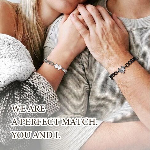 Infinity Heart Cuban Link Chain Bracelet For Men Women Couples Stainless Steel Silver Adjustable Matching Relationship Promise Couples Bracelet For Him And Her Set in Kuwait