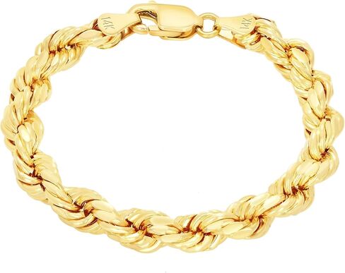 Nuragold 14K الذهب الأصفر حبل قطع الماس سلسلة سوار 7 "7.5" 8 "8.5" 9 " / 2 مم - 10 مم / صنع في إيطاليا / مجوهرات الذهب الحقيقي للرجال والنساء in Saudi Arabia