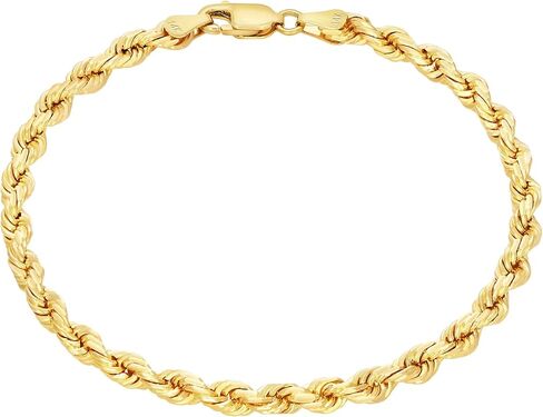 Nuragold 14K الذهب الأصفر حبل قطع الماس سلسلة سوار 7 "7.5" 8 "8.5" 9 " / 2 مم - 10 مم / صنع في إيطاليا / مجوهرات الذهب الحقيقي للرجال والنساء in Saudi Arabia