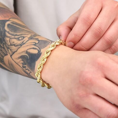 Nuragold 14K الذهب الأصفر حبل قطع الماس سلسلة سوار 7 "7.5" 8 "8.5" 9 " / 2 مم - 10 مم / صنع في إيطاليا / مجوهرات الذهب الحقيقي للرجال والنساء in Saudi Arabia