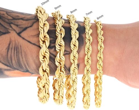 Nuragold 14K الذهب الأصفر حبل قطع الماس سلسلة سوار 7 "7.5" 8 "8.5" 9 " / 2 مم - 10 مم / صنع في إيطاليا / مجوهرات الذهب الحقيقي للرجال والنساء in Saudi Arabia