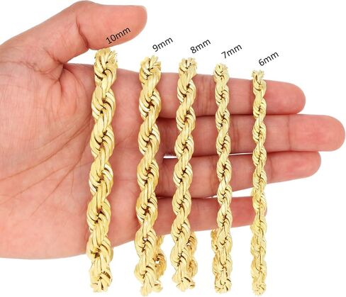 Nuragold 14K الذهب الأصفر حبل قطع الماس سلسلة سوار 7 "7.5" 8 "8.5" 9 " / 2 مم - 10 مم / صنع في إيطاليا / مجوهرات الذهب الحقيقي للرجال والنساء in Saudi Arabia
