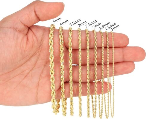 Nuragold 14K الذهب الأصفر حبل قطع الماس سلسلة سوار 7 "7.5" 8 "8.5" 9 " / 2 مم - 10 مم / صنع في إيطاليا / مجوهرات الذهب الحقيقي للرجال والنساء in Saudi Arabia