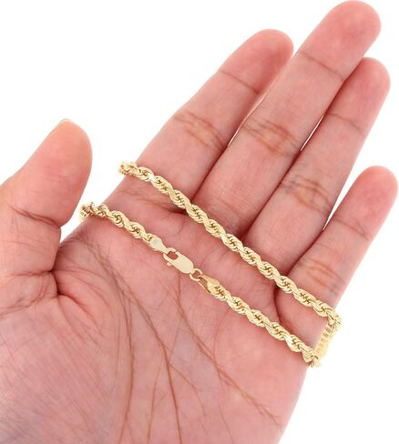 Nuragold 14K الذهب الأصفر حبل قطع الماس سلسلة سوار 7 "7.5" 8 "8.5" 9 " / 2 مم - 10 مم / صنع في إيطاليا / مجوهرات الذهب الحقيقي للرجال والنساء in Saudi Arabia