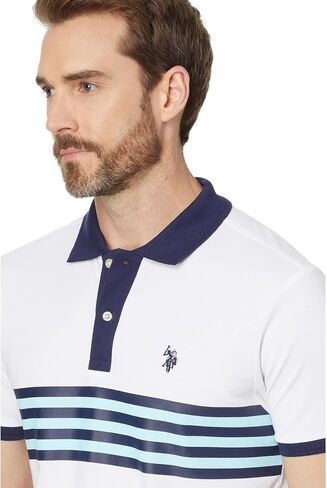 U.S. Polo Assn. Men's Short Sleeve Slim Fit Printed Chest Stripe Pique Polo Shirt in Saudi Arabia