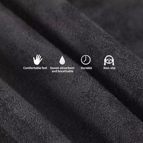 Suede Leather Steering Wheel Cover, DIY Stitch-On Wrap with Needle & Thread, Breathable Cowhide, Fits 14.5-15 Inch, Non-Slip Dark Gray,Comfortable to The Touch, Year-Round Use in Saudi Arabia
