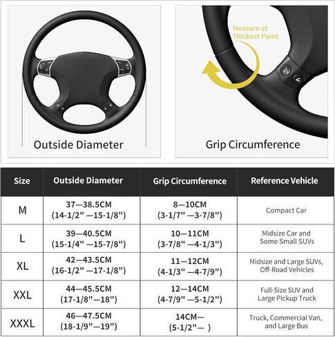 Suede Leather Steering Wheel Cover, DIY Stitch-On Wrap with Needle & Thread, Breathable Cowhide, Fits 14.5-15 Inch, Non-Slip Dark Gray,Comfortable to The Touch, Year-Round Use in Saudi Arabia