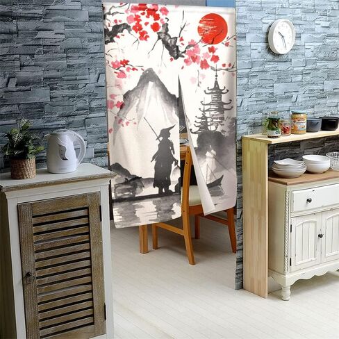 Cat Noren Japanese Curtain Doorway Curtain, Orange Cat Hello Tapestry for Wall Hanging, Japanese Noren Bedroom Partition Kithchen Divider Bathroom Door Decor, 33.5"x 59" in Saudi Arabia