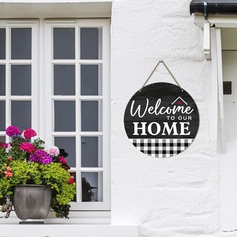 Welcome Sign for Front Door, Welcome Florals Hanging Sign for Home Front Door Porch Decor Rustic Wall Decorations Housewarming Gift for New House Home Apartment in Saudi Arabia