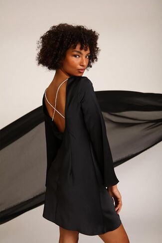 Donna Morgan Women's Rhinestone Back Detailed Bias Cut Dress Event Occasion Date Night Out Guest of in Saudi Arabia