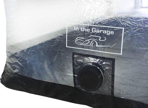 درع سيارة قابل للنفخ من IN THE GARAGE، أسود - غطاء سيارة قابل للنفخ داخلي، غطاء سيارة فقاعي - فقاعة سيارة داخلية، مرآب قابل للنفخ - تخزين فقاعات السيارة بكبسولة السيارة - 14 بوصة / 4.3 in Kuwait
