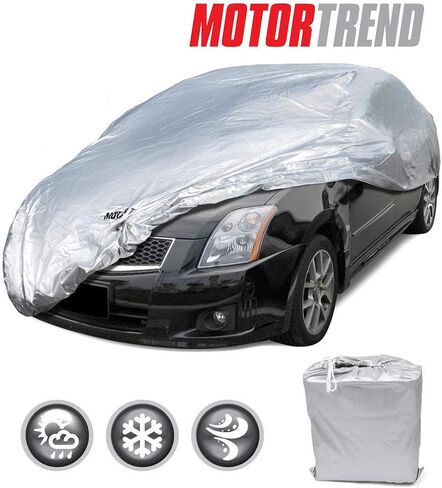 Motor Trend Universal Fit Car Cover for Cars SUVs Trucks Vans, Water-Resistant All-Weather Scratch Resistant Reflective Full Coverage Protect Against Rain Snow Hail Sun UV Protection Dust - Small in Kuwait
