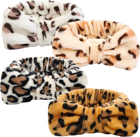 Spa Headband for Women Washing Face Girls Skincare Headbands Makeup Cheetah Print Leopard Face Wash Head Band Animal Print Christmas Gifts for Teen Girls in Saudi Arabia