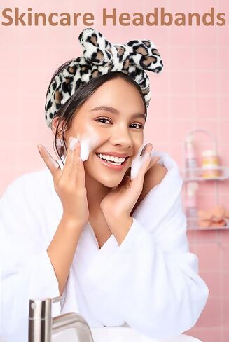 Spa Headband for Women Washing Face Girls Skincare Headbands Makeup Cheetah Print Leopard Face Wash Head Band Animal Print Christmas Gifts for Teen Girls in Saudi Arabia