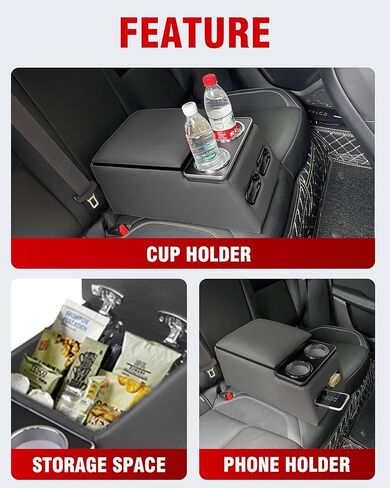 Center Console Organizer with Cup Holder& Phone Holder for Car & Van & Truck Back Bench Seat Armrest Business Middle Storage Box in Kuwait