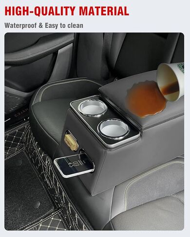 Center Console Organizer with Cup Holder& Phone Holder for Car & Van & Truck Back Bench Seat Armrest Business Middle Storage Box in Kuwait