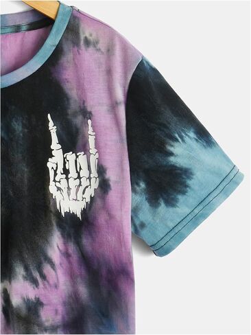 SweatyRocks Boy's Graphic T Shirts Tie Dye Round Neck Short Sleeve Casual Tee Tops in Saudi Arabia