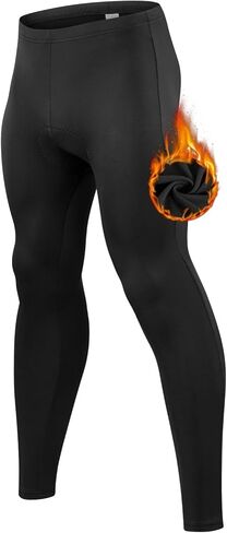 qualidyne Mens Cycling Pants Fleece-Lined 4D Padded Road Bike Tights Bicycle Biking Long Leggings in Kuwait