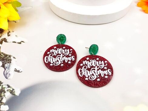 Christmas Earrings for Women Christmas Theme Earrings Acrylic Christmas Tree Gingerbread Man Decoration Dangle Drop Earrings Xmas Holiday Earrings for Women in Saudi Arabia