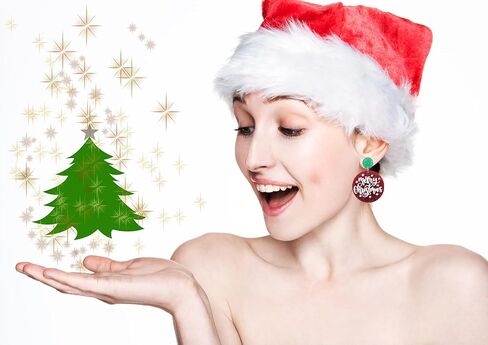 Christmas Earrings for Women Christmas Theme Earrings Acrylic Christmas Tree Gingerbread Man Decoration Dangle Drop Earrings Xmas Holiday Earrings for Women in Saudi Arabia