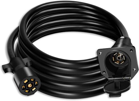 3 FT Heavy Duty 7 Way Trailer Plug Extension Cord 7 Pin Trailer Plug Pure Brass Connector Wire Harness for RV Truck Camper Caravan and Trailer Plug Socket Connector Wire 7 Way - Pure Copper in Saudi Arabia
