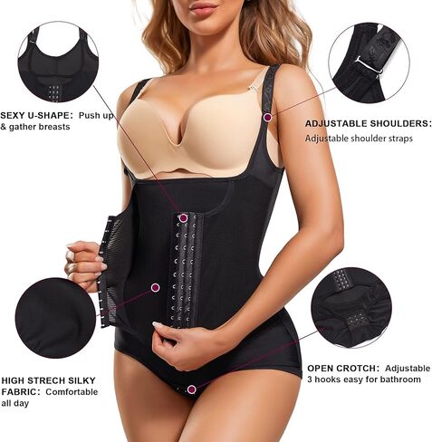 REYEOGO Waist Trainer for Women Shapewear Bodysuits Firm Body Shaper Butt Tummy Control Faja Colombiana Open Bust Corset in Saudi Arabia