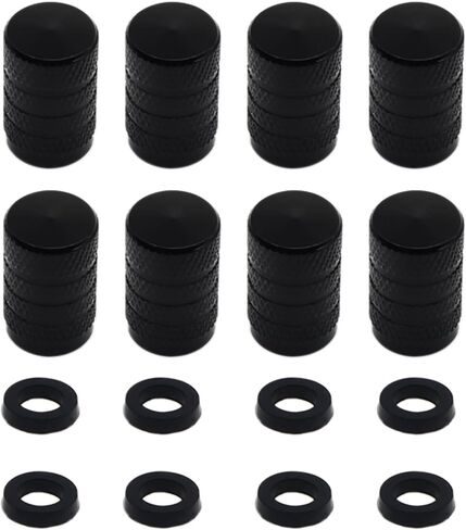 8 قطع من ملحقات السيارة غطاء هوائي معدني عالمي للسيارات صمام إطارات سيارات الدفع الرباعي (أسود) in Kuwait