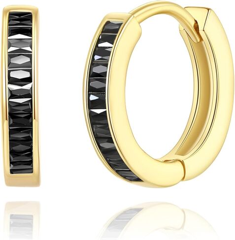 أقراط هوجي من الذهب عيار 14 قيراط للنساء أقراط هوجي هوب فضية مكعبة الزركونيوم أقراط هوجي أقراط خفيفة الوزن أنيقة لا تسبب الحساسية مجوهرات هدايا in Kuwait