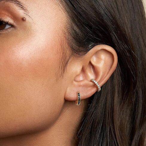 أقراط هوجي من الذهب عيار 14 قيراط للنساء أقراط هوجي هوب فضية مكعبة الزركونيوم أقراط هوجي أقراط خفيفة الوزن أنيقة لا تسبب الحساسية مجوهرات هدايا in Kuwait