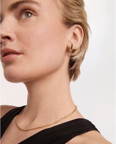 أقراط هوجي من الذهب عيار 14 قيراط للنساء أقراط هوجي هوب فضية مكعبة الزركونيوم أقراط هوجي أقراط خفيفة الوزن أنيقة لا تسبب الحساسية مجوهرات هدايا in Kuwait