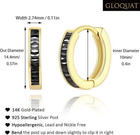 أقراط هوجي من الذهب عيار 14 قيراط للنساء أقراط هوجي هوب فضية مكعبة الزركونيوم أقراط هوجي أقراط خفيفة الوزن أنيقة لا تسبب الحساسية مجوهرات هدايا in Kuwait