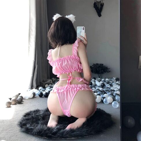 Female Anime Cosplay Costume Sexy Wrap Breast Cat Girl Show Waist Lingerie One Size in Saudi Arabia