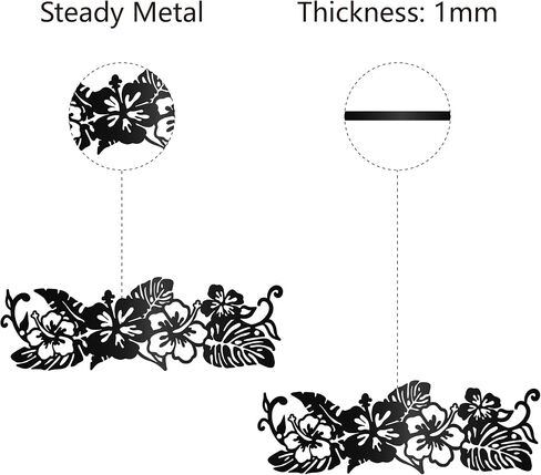 CREATCABIN Monstera Metal Wall Art Decor Tropical Flowers Black Wall Signs Iron Hanging Metal Ornament Wall Sculpture Gift for Home Office Balcony Garden Living Room Decoration Christmas 11.8x3.9Inch in Saudi Arabia