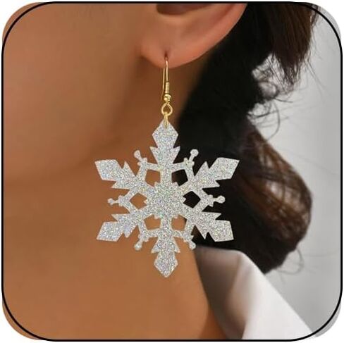 Snowflake Earrings Christmas Earrings for Women Shining Snowflake Dangle Earrings Acrylic Christmas Holiday Earrings Winter Festival Xmas Jewelry Accessories in Saudi Arabia