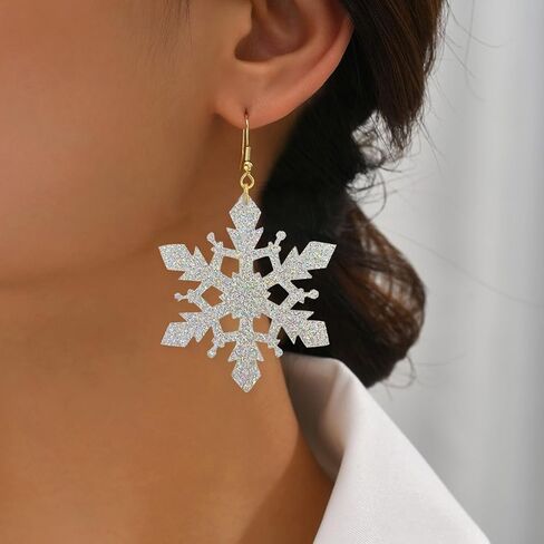 Snowflake Earrings Christmas Earrings for Women Shining Snowflake Dangle Earrings Acrylic Christmas Holiday Earrings Winter Festival Xmas Jewelry Accessories in Saudi Arabia