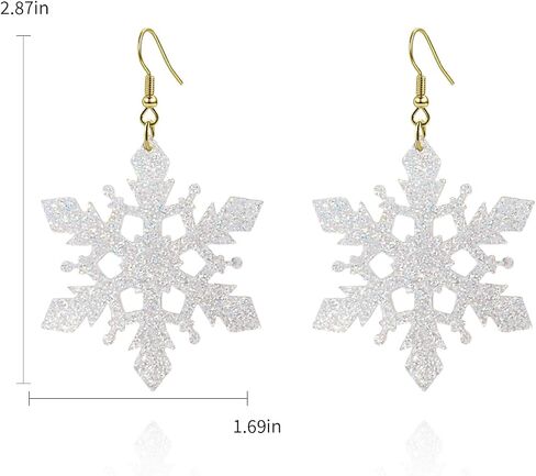 Snowflake Earrings Christmas Earrings for Women Shining Snowflake Dangle Earrings Acrylic Christmas Holiday Earrings Winter Festival Xmas Jewelry Accessories in Saudi Arabia