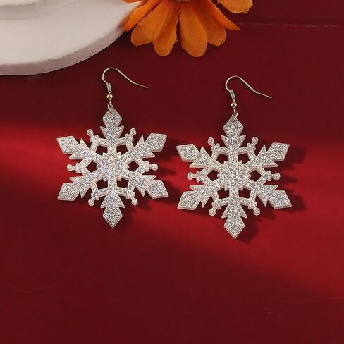 Snowflake Earrings Christmas Earrings for Women Shining Snowflake Dangle Earrings Acrylic Christmas Holiday Earrings Winter Festival Xmas Jewelry Accessories in Saudi Arabia