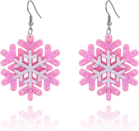Snowflake Earrings Christmas Earrings for Women Shining Snowflake Dangle Earrings Acrylic Christmas Holiday Earrings Winter Festival Xmas Jewelry Accessories in Saudi Arabia