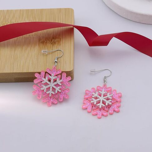 Snowflake Earrings Christmas Earrings for Women Shining Snowflake Dangle Earrings Acrylic Christmas Holiday Earrings Winter Festival Xmas Jewelry Accessories in Saudi Arabia