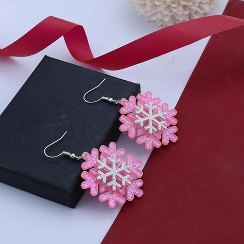 Snowflake Earrings Christmas Earrings for Women Shining Snowflake Dangle Earrings Acrylic Christmas Holiday Earrings Winter Festival Xmas Jewelry Accessories in Saudi Arabia
