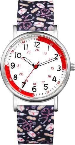 Avaner Nurse Silicone Wrist Watches: Silicone Band Easy Reader Pulsometer Scale Quartz Watches for Nurses Doctors Medical Professionals in Kuwait