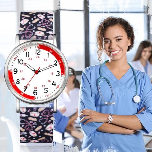 Avaner Nurse Silicone Wrist Watches: Silicone Band Easy Reader Pulsometer Scale Quartz Watches for Nurses Doctors Medical Professionals in Kuwait