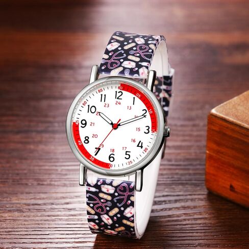 Avaner Nurse Silicone Wrist Watches: Silicone Band Easy Reader Pulsometer Scale Quartz Watches for Nurses Doctors Medical Professionals in Kuwait