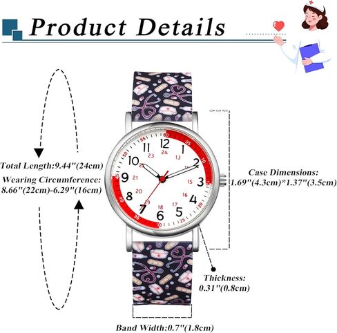 Avaner Nurse Silicone Wrist Watches: Silicone Band Easy Reader Pulsometer Scale Quartz Watches for Nurses Doctors Medical Professionals in Kuwait