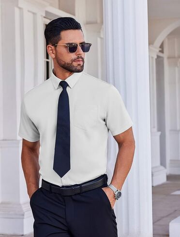 COOFANDY Mens Short Sleeve Dress Shirts Stain Shield Button Down Shirt Business Casual Shirts for Men in Saudi Arabia