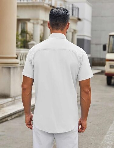 COOFANDY Mens Short Sleeve Dress Shirts Stain Shield Button Down Shirt Business Casual Shirts for Men in Saudi Arabia