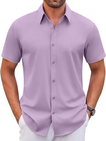 COOFANDY Men's Stretch Dress Shirts Short Sleeve Wrinkle Free Casual Button Down Shirts in Saudi Arabia