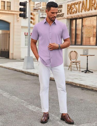 COOFANDY Men's Stretch Dress Shirts Short Sleeve Wrinkle Free Casual Button Down Shirts in Saudi Arabia