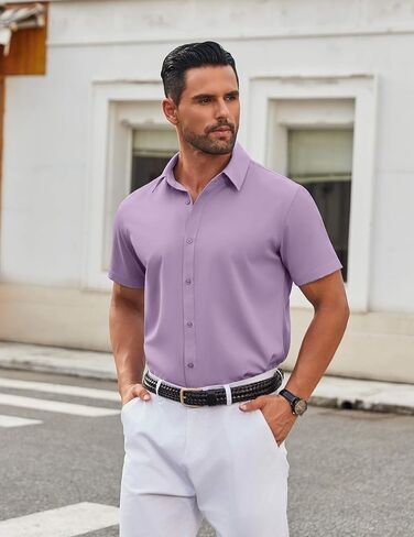 COOFANDY Men's Stretch Dress Shirts Short Sleeve Wrinkle Free Casual Button Down Shirts in Saudi Arabia